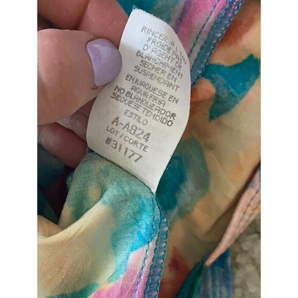 Vintage La Blanca Size 6 Swimsuit Flroal 1 Piece Plunge Front Low Back High Cut - Picture 7 of 9